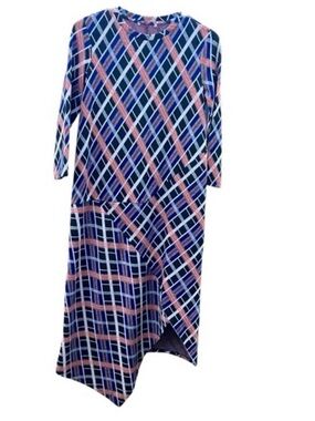 Zara Trafaluc Geometric Plaid Asymmetrical Pull On Retro Style Dress Size L